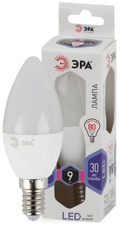 Лампа светодиодная LED 9 Вт 720Лм 6000К свеча холодный E14 170-265В B35-9W-860-E14 Standart - Б0031403 ЭРА