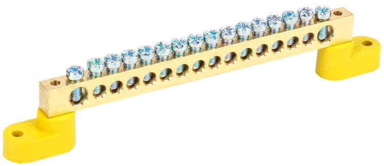 Шина PE "земля" на двух угловых изоляторах ШНИ-8х12-16-У2-Ж | YNN10-812-16C2-K05 IEK