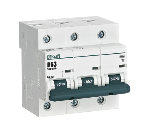 Автоматический выключатель 3Р 63А х-ка B ВА-201 10кА | 13041DEK DEKraft APC