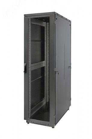 Шкаф серверный напольный S3000, IP20, 33U, 1625х600х800 мм (ВхШхГ), дверь: перфорация, задняя боковая панель: сплошная, разборный, цвет: чёрный - 60F-33-68-34BL Eurolan Eurolan арт. 60F-33-68-34BL