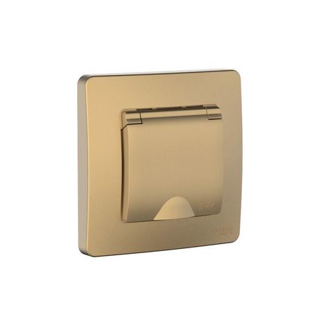 Розетка 1-м СП Blanca 16А IP44 250В с заземл. защ. шторки крышкой титан SE BLNRS441114 APC