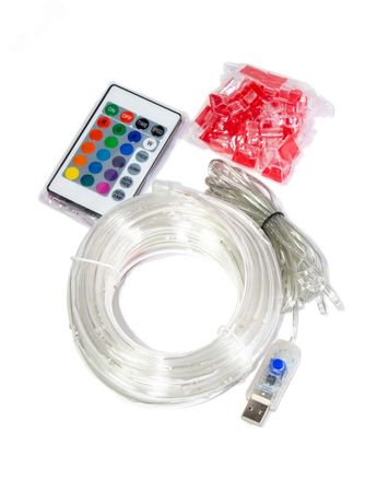 Гирлянда влагозащитная Дюралайт 10м (нить в трубке 0,8мм) + 30 клипс - KOC_GIR-B103 Космос