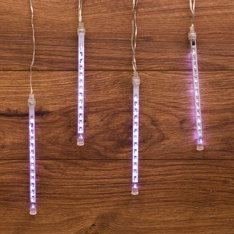 Гирлянда светодиодная "Тающая сосульки" 1.5м 4 сосульки х20см шаг 50см 4х14LED бел. 3.6Вт 230В IP20 с трансф. провод черн. Neon-Night 256-317-6