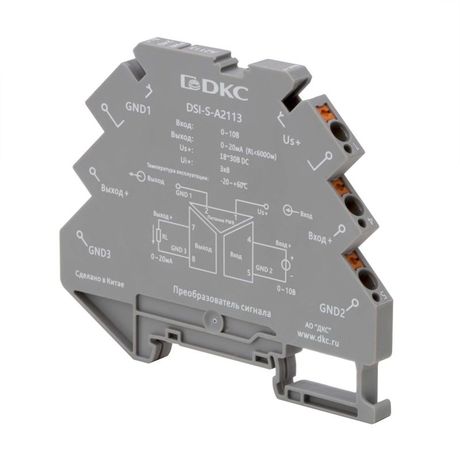 Преобразователь сигнала DSI, 6,2 мм 1 вход 0…10 В, выход 0…20 мА | DSI-S-A2113 DKC ДКС