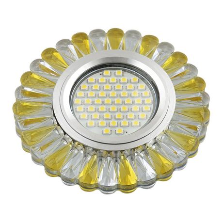 Светильник декор.встр Luciole DLS-L145 GU5.3 GLASSY/GOLD доп.LED подсветка 3Вт, стекл,зерк./прозр.+светло-желтый. | UL-00003891 Fametto