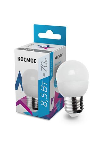 Лампа светодиодная LED 8.5Вт GL45 220В Е27 D37x99 4500K 720 лм белый Космос - LkecLED8.5wGL45E2745