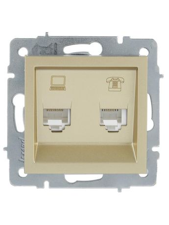 Розетка компьютерная + телефонная 1-м СП Vesna механизм титан LEZARD 742-3788-143