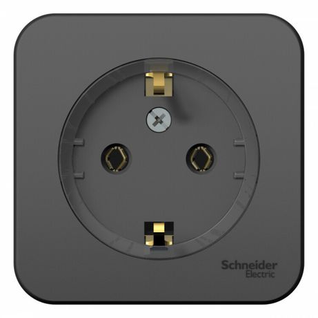 Розетка BLANCA наружная, с заземлением, без шторок, (тонкая), изолирующей пластиной 16А, 250В, антрацит - BLNRA110116 APC