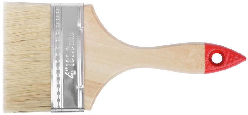 Кисть флейцевая "Оптима" 4дюйм (100мм) натур. свет. щетина деревянная ручка КУРС 00818