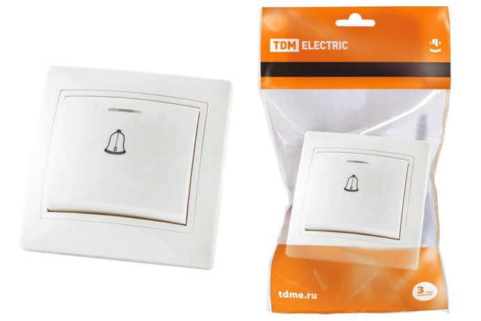 Кнопка звонковая с подсветкой 6А белая "Таймыр" | SQ1814-0010 TDM