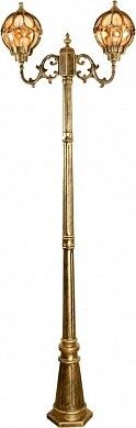 Светильник садово-парковый PL3808 2*60W 230V E27 600*220*2310мм черное золото (столб 2,29M) | 11385 FERON чер.зол.
