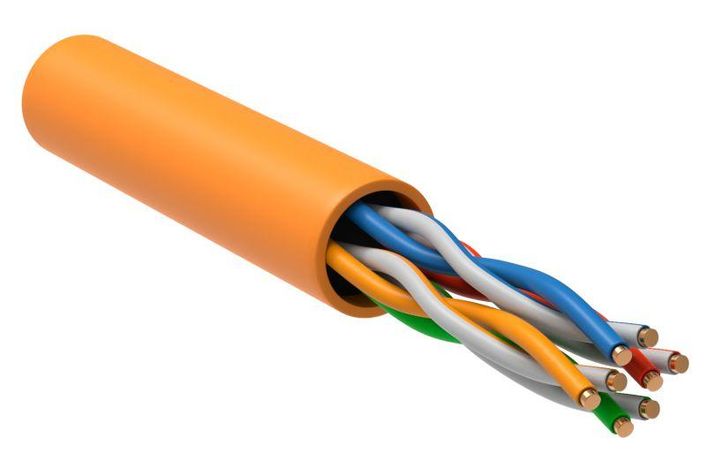 Кабель связи витая пара U/UTP, кат.5E 4x2х24AWG solid, LSZH, 305м, оранжевый | LC1-C5E04-127 ITK IEK