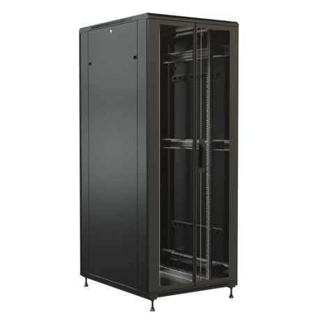 Шкаф напольный 19-дюймовый 37U 1833x800х800 мм ВхШхГ перед. и зад. распашные перфорированные двери 75% черный - 520204 WRLine