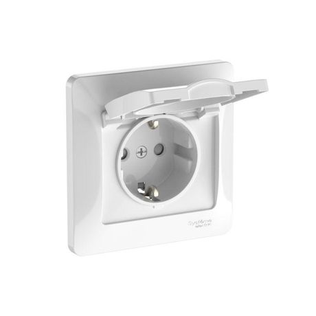 Розетка Glossa 16А IP20 с заземл. защ. шторки крышкой быстрозажим. клем. в сборе бел. SE GSL000146S APC