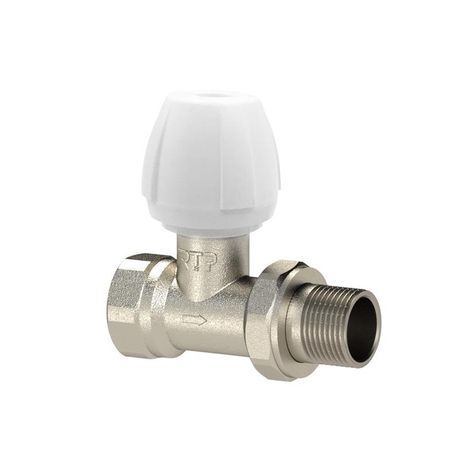 Вентиль ЭКО для радиатора прямой латунь 1/2дюйм никель RTP 38618