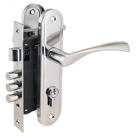 Замок врезной цилиндровый с ручками для деревянных дверей, АЛЛЮР 103/3-61А(1203) CP хром - 6799 ПТК