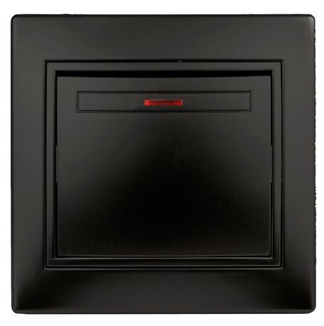 Выключатель Intro Plano 1-102-05 одноклавишный с подсветкой, 10А-250В, IP20, СУ, антрацит | Б0053734 ЭРА