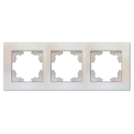 Рамка трехместная горизонтальная серия Афина жемчуг (еврослот) - A0045-OBr Союз