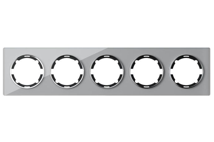 Рамка горизонтальная стеклянная на 5 приборов, цвет серый - 2234938 ССТ