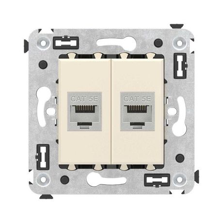 Компьютерная розетка RJ-45 без шторки в стену, кат.5e двойная экранированная, "Avanti", "Ванильная дымка" | 4405764 DKC ДКС