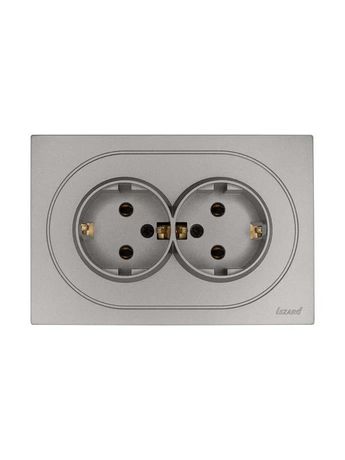 Розетка 2-м СП OSEN с заземл. ПБТ механизм сер. матов. LEZARD 743-7400-127B
