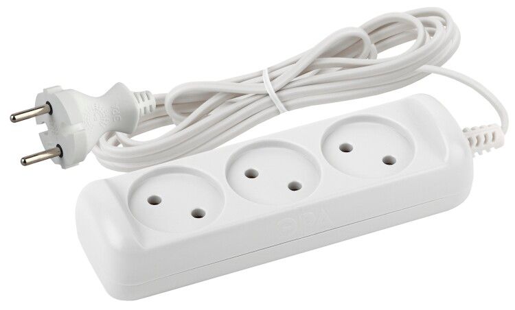 Удлинитель электрический без заземления 3 розетки 5м ШВВП 2x0,75мм2 6А UX-3-5m ЭРА - Б0035749