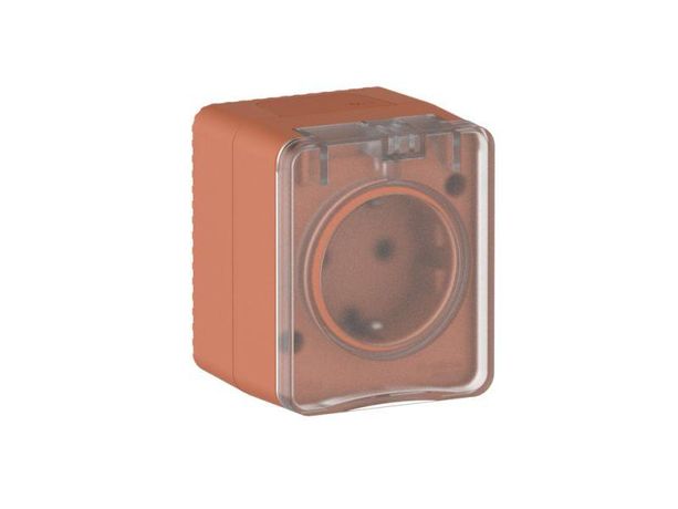 Розетка 1-м ОП AtlasDesign PROFI 16А IP54 250В заземл. защ. шторки терракот. SE ATN547045 APC