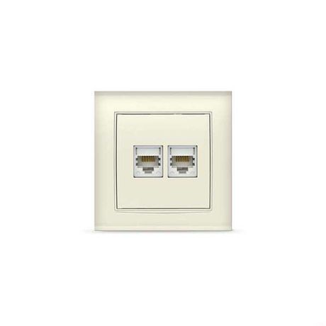 Розетка компьютерная двухместная Бриллиант, скрытая, 1А, RJ45, слоновая кость (ivo - 1080 Союз