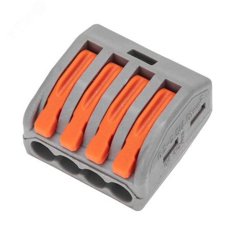 Универсальная клемма СМК 222-414, 4-проводная серая 0,08-2,5/4 мм² (50 шт/уп) | 07-5254-4 REXANT MEET