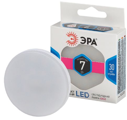 Лампа светодиодная Эра LED GX-7W-840-GX53 (диод, таблетка, 7Вт, нейтр, GX53) - Б0017232
