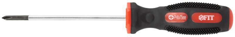 Отвертка двухцвет.противоскол.ручка, CrV,магн.кончик, 3 х 75 мм, крест РН0 - 55102 РОС
