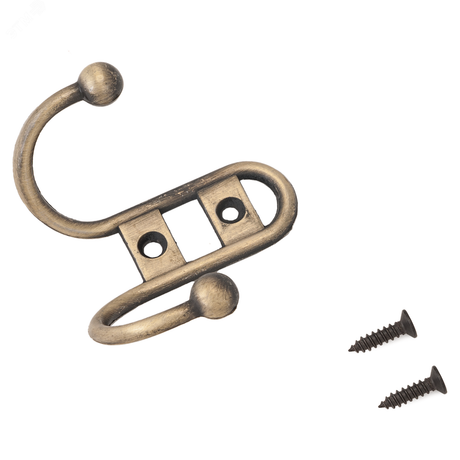 СТАНДАРТ 208 B AB старая бронза - 10209 Крючок-вешалка двухрожковый ПТК