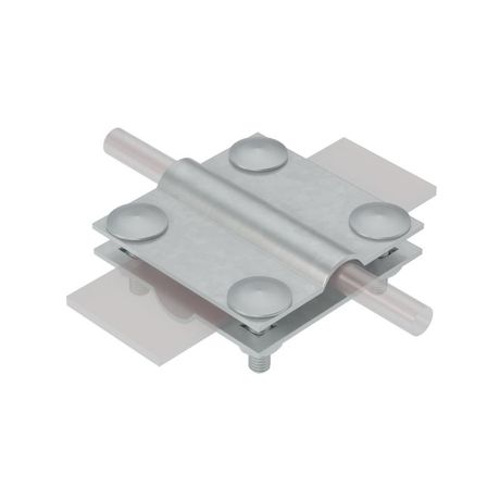 Соединитель крестообразный для прутка 5-12 мм и полосы до 30 с 2 пластинами CU | 2XS-D5-12-B30 КМ-профиль MA0019