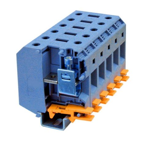 Клемма проходная , винтовой зажим, 2 точки подключения, 240 кв.мм, синяя - KRUH-240-BU ДКС