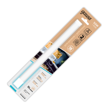 Светильник светодиодный Modul 3.5Вт 4000К IP20 350лм 325х25х13мм ДПО модульный с датчиком движения GAUSS 9021531235