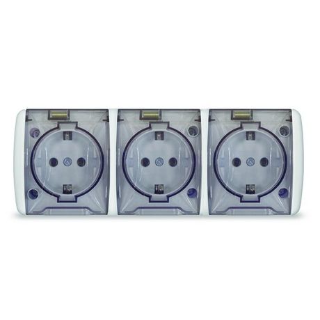 Розетка 3-м ОП Клио 16А IP54 с заземл. прозр. крышкой бел. Universal К2235 Союз