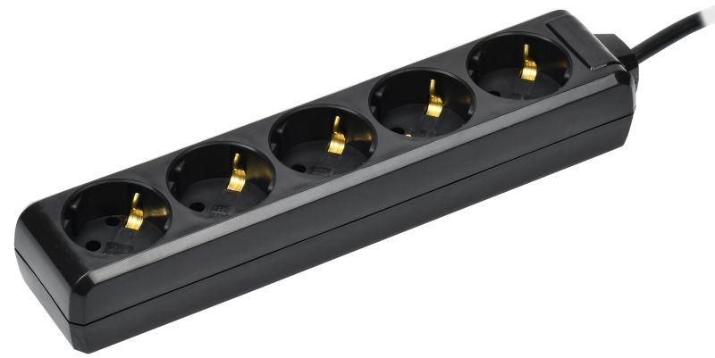 Удлинитель У05 5 мест с заземлением 3м 3х1мм2 16А 250В черный - WYP10-16-05-03-Z-K02 IEK