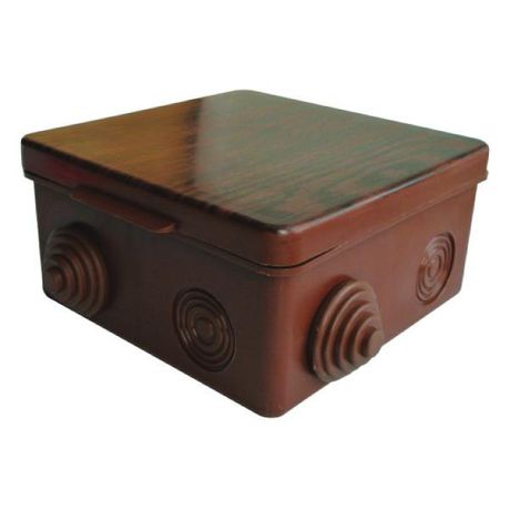 Коробка распаячная ОП 100х100х50мм с гермовводами темн. дерево Урал Пак КО-93018100-018 У.ПАК