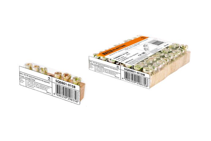 Шина "N" нулевая 6х9мм 6/2 (6 групп/крепеж по краям) инд. стикер | SQ0801-0158 TDM