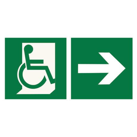 Знак безопасности NPU-2110.E73 "Направление движения к эвакуационному выходу МГН направо" Белый свет a20401 BS