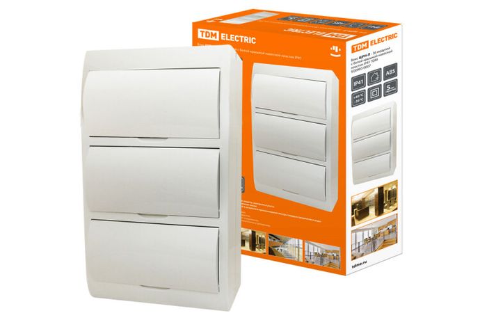 Бокс пластиковый навесной ЩРН-П-36 модулей с белой крышкой, навесной, пластик IP41 | SQ0903-0007 TDM