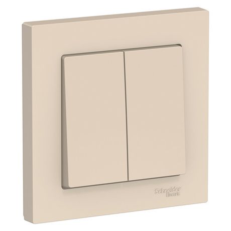 Выключатель двухклавишный ATLASDESIGN схема 5 10АХ в сборе бежевый - ATN000252 APC