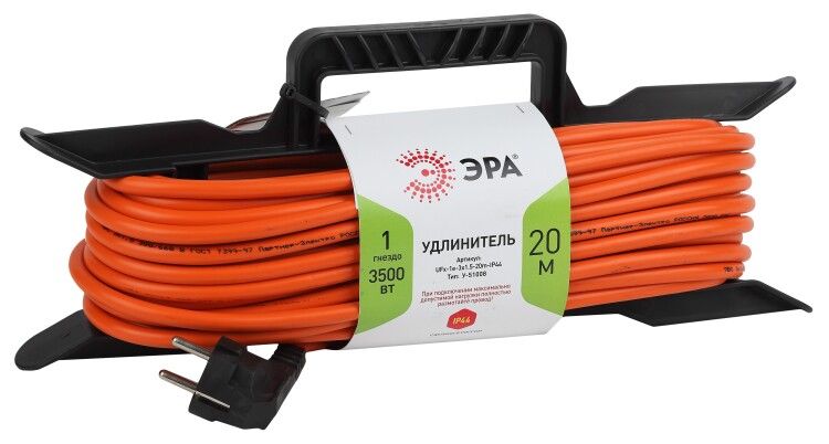 Удлинитель силовой UFx-1e-3x1.5-20m-IP44 на рамке c/з 1 гн 20м ПВС 3x1.5 ЭРА - Б0046829