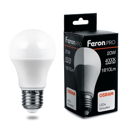 Лампа светодиодная .PRO LB-1020 Шар E27 20W 4000K OSRAM LED | 38042 Feron