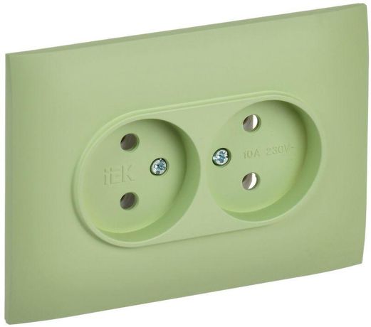 Розетка 2-м SKANDY 10А без заземл. защ. шторок в сборе SK-R10G мятный IEK SK-R20-10-K06-F