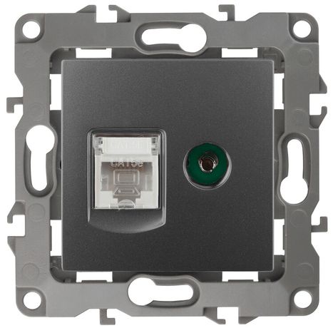 Розетка комбинированная RJ45+TV, Эра12, графит, 12-3110-12 - Б0027447