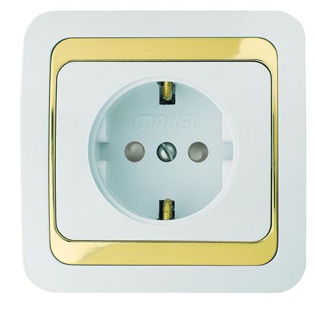 Розетка Mimoza с заземл. защитой от детей зол. вставкой Makel 12258