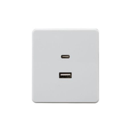 Розетка 2-м СП ROUND 16А IP20 USB-A + Type-C 3А с функцией быстрой зарядки перламутр Kranz KR-78-0734-1 Kranz арт. KR-78-0734-1