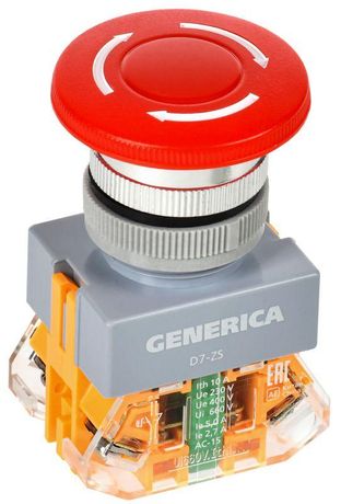 Кнопка D7-ZS "Грибок" d=22мм 1з+1р поворотная с фиксацией красная | BBG50-11ZS-3-21-K04-G GENERICA IEK