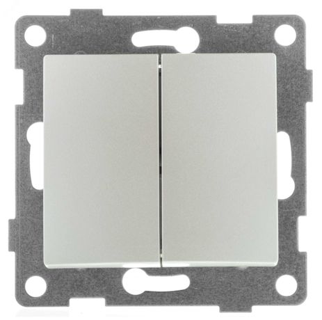 Выключатель двухклавишный Bravo, механизм, 10А, 250В, жемчуг - С10В2-028 GUSI